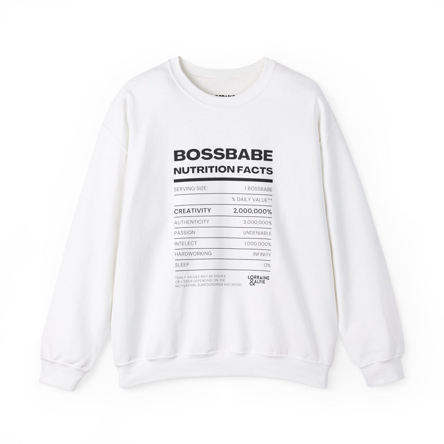 Boss Babe Nutrition Facts Crewneck Sweatshirt